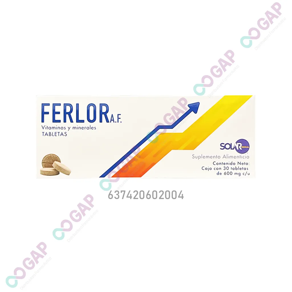 FERLOR A.F. 30 TABLETAS 600 MG VITAMINAS Y MINERALES