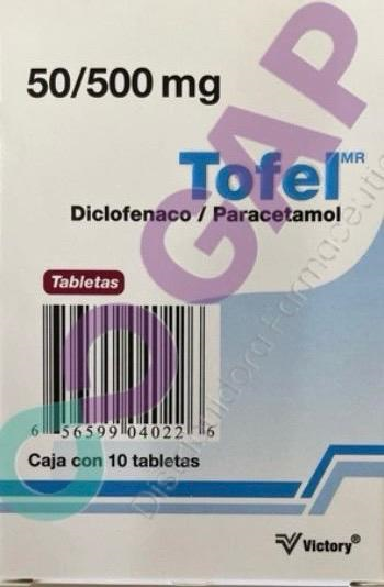 GE DICLOFENACO/PARACETAMOL TOFEL 50/500MG 10 TABLETAS