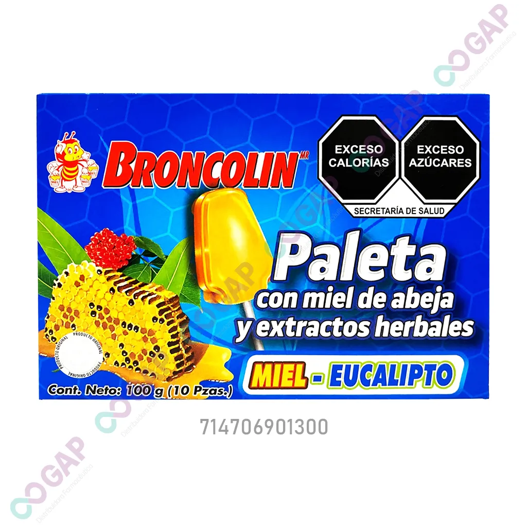 BRONCOLIN PALETA CAJA C/10 PZS MIEL-EUCALIPTO
