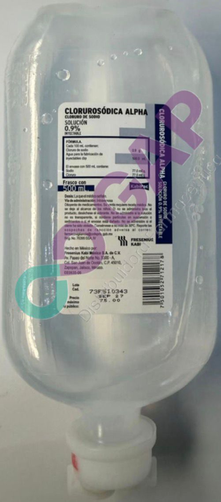 CLORURO DE SODIO ALPHA SOL. INY. 0.9% 500 ML