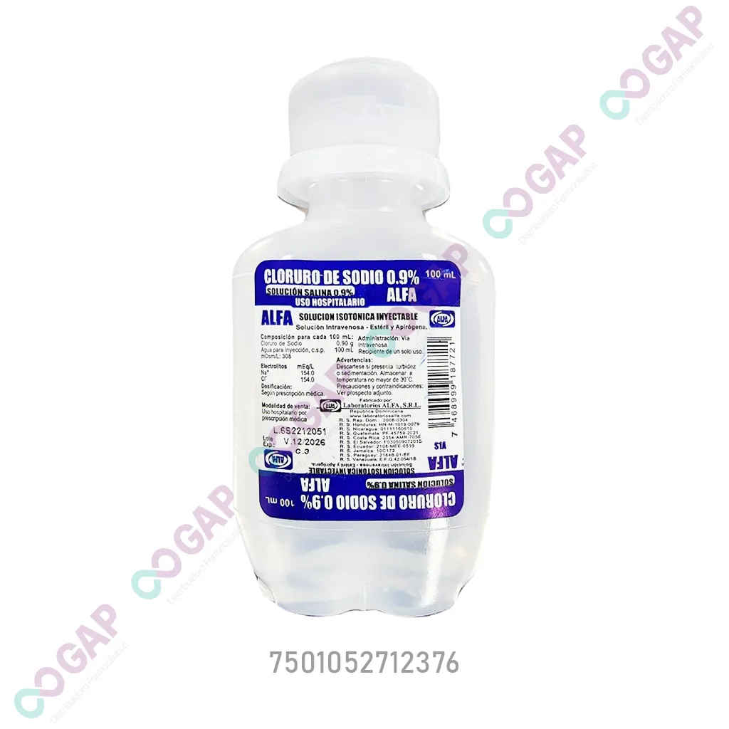 CLORURO DE SODIO ALPHA SOL. INY. 0.9% 100 ML