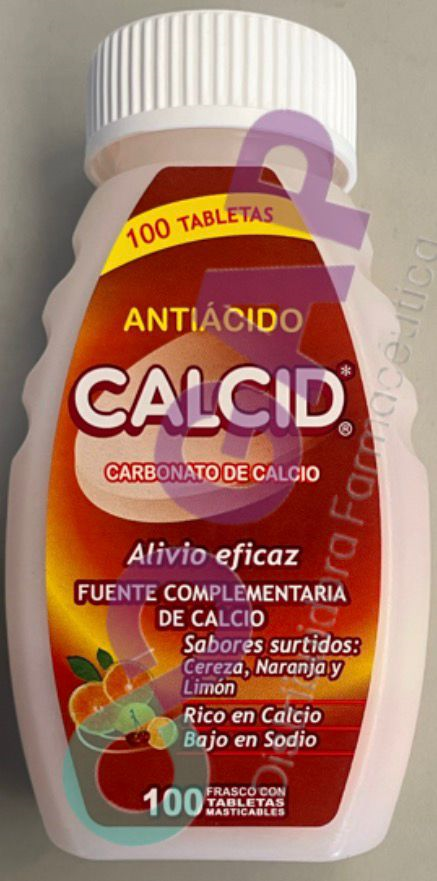 CALCID ANTIACIDO FCO 100 TABLETAS MASTICABLES SABORES SURTIDOS