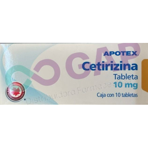 GE CETIRIZINA APOTEX 10 MG 10 TABLETAS