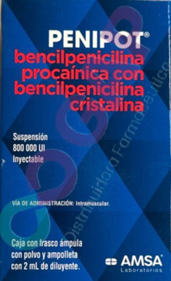 GE BENCIL PROCAINA/BENCIL CRISTALINA PENIPOT SOL INY 800,000UI FCO 2ML