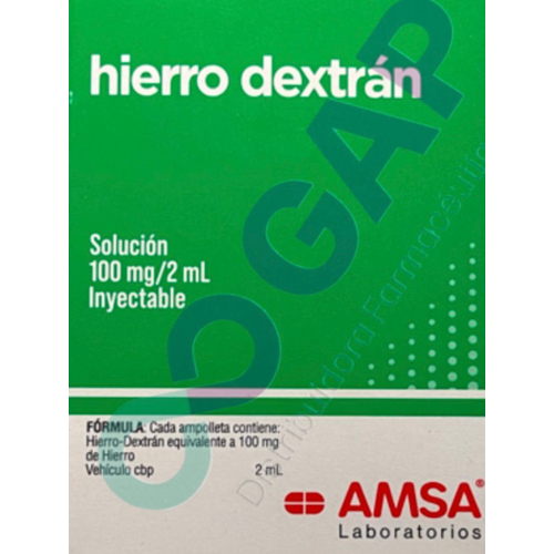 GE HIERRO DEXTRAN SOLUCION INYECTABLE 100MG/2ML 3 AMPOLLETAS