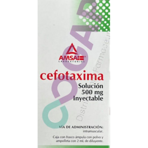 GE CEFOTAXIMA AMSA SOL INY 500 MG 2 ML
