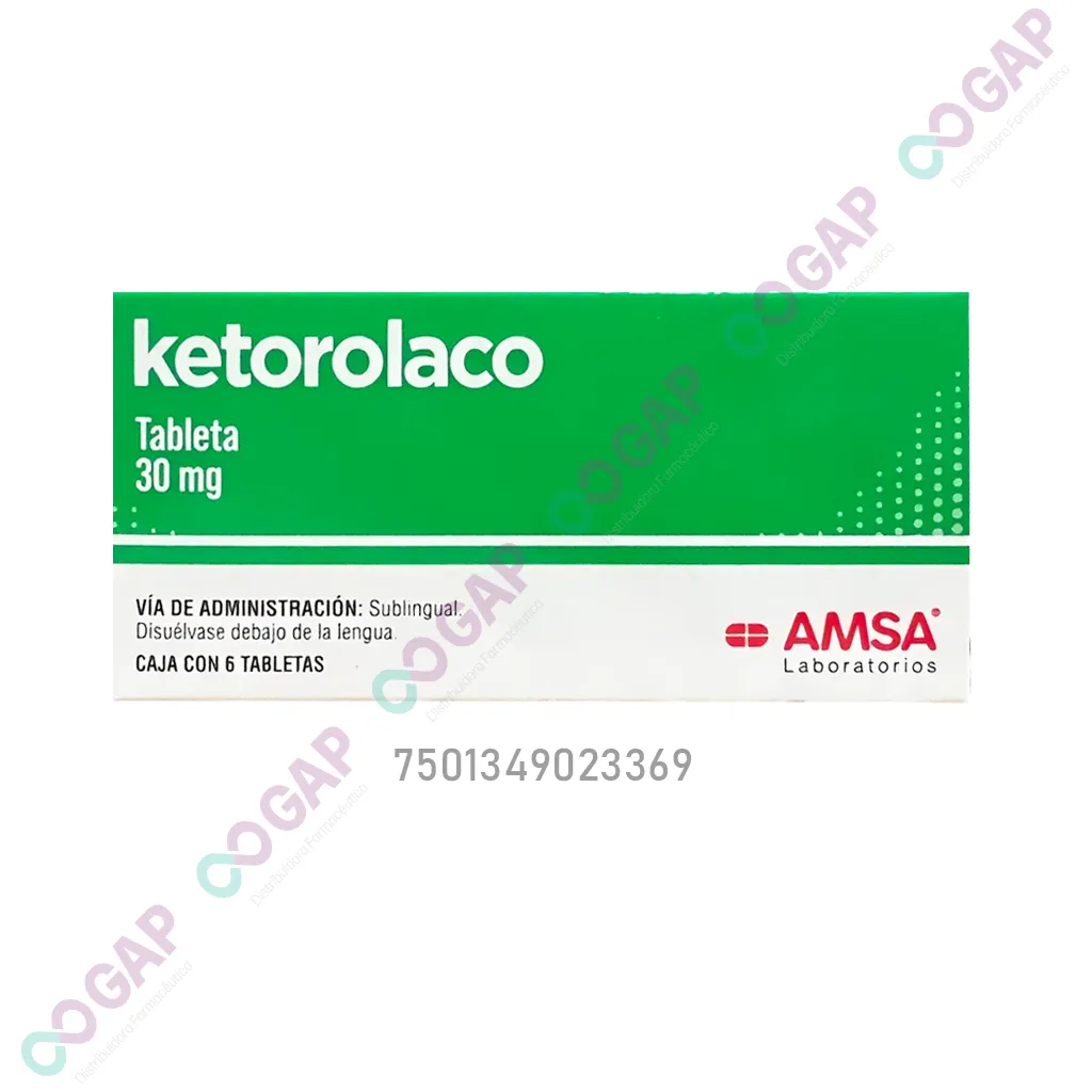GE KETOROLACO SUBLINGUAL AMSA 30 MG 6 TABLETAS