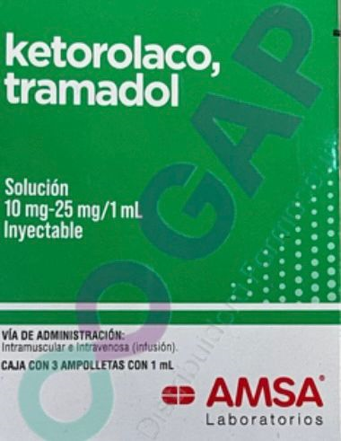 GE KETOROLACO/TRAMADOL AMSA INY 10/25 MG 3 AMP 1 ML