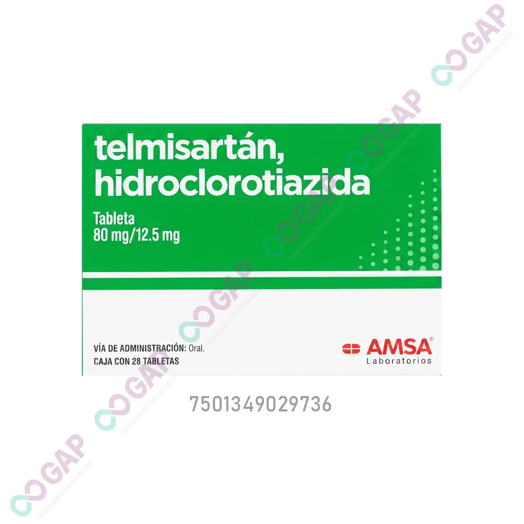 GE TELMISARTAN/HIDROCLOROTIAZIDA AMSA 80/12.5MG 28 TABLETAS