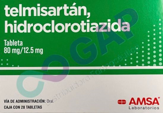 GE TELMISARTAN/HIDROCLOROTIAZIDA AMSA 80/12.5MG 28 TABLETAS