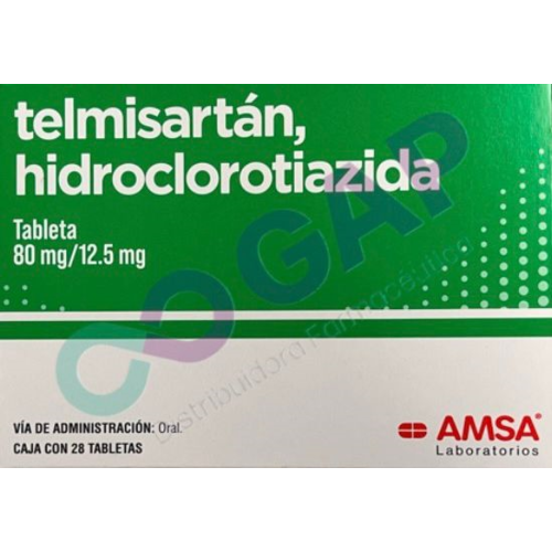 GE TELMISARTAN/HIDROCLOROTIAZIDA AMSA 80/12.5MG 28 TABLETAS