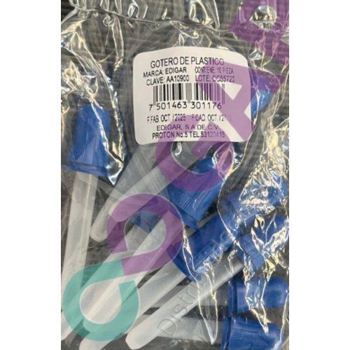 GOTERO C/PIPETA DE PLASTICO EDIGAR BOLSA C/10 PZS