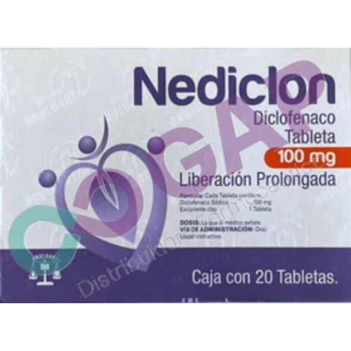 GE DICLOFENACO NEDICLON 100 MG 20 TABLETAS
