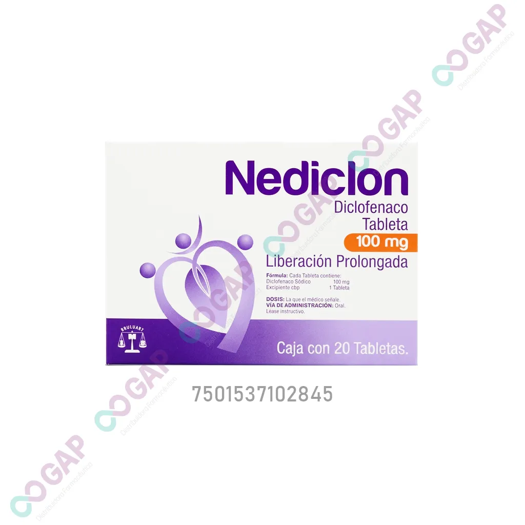GE DICLOFENACO NEDICLON 100 MG 20 TABLETAS