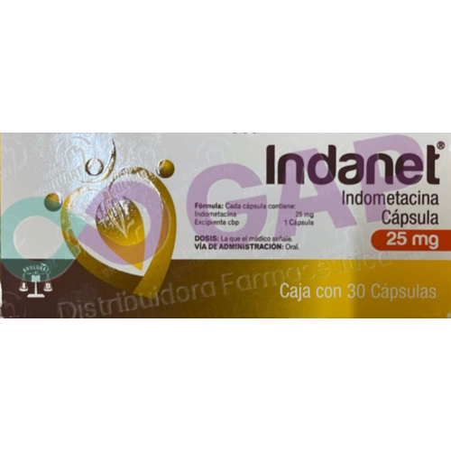 GE INDOMETACINA INDANET 25 MG 30 CAPSULAS