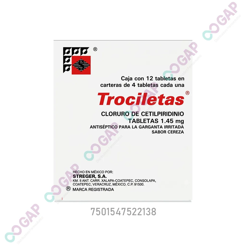 GE CLORU DE CETILPIRIDINIO TROCILETAS SABOR CEREZA 12 TABLETAS