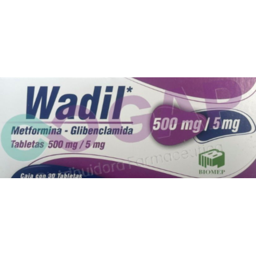 GE METFORMINA/GLIBENCLAMIDA WADIL 500/5MG 30 TABLETAS