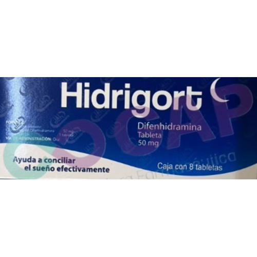 GE DIFENHIDRAMINA HIDRIGORT 50 MG 8 TABLETAS