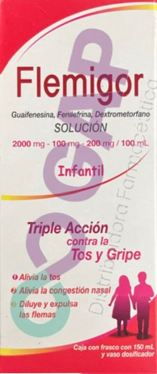 GE DEXTROMETORFANO/GUAIFE/FENILE SOL INF 2000MG/100MG/200MG/100ML FLEMIGOR 150ML