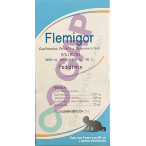 GE DEXTROMETORFANO/GUAIFE/FENILE 200MG/2000MG/100MG/100ML FLEMIGOR PED 60ML