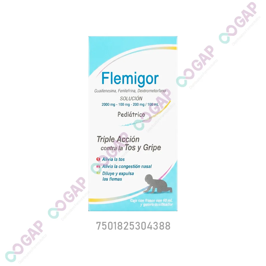 GE DEXTROMETORFANO/GUAIFE/FENILE 200MG/2000MG/100MG/100ML FLEMIGOR PED 60ML
