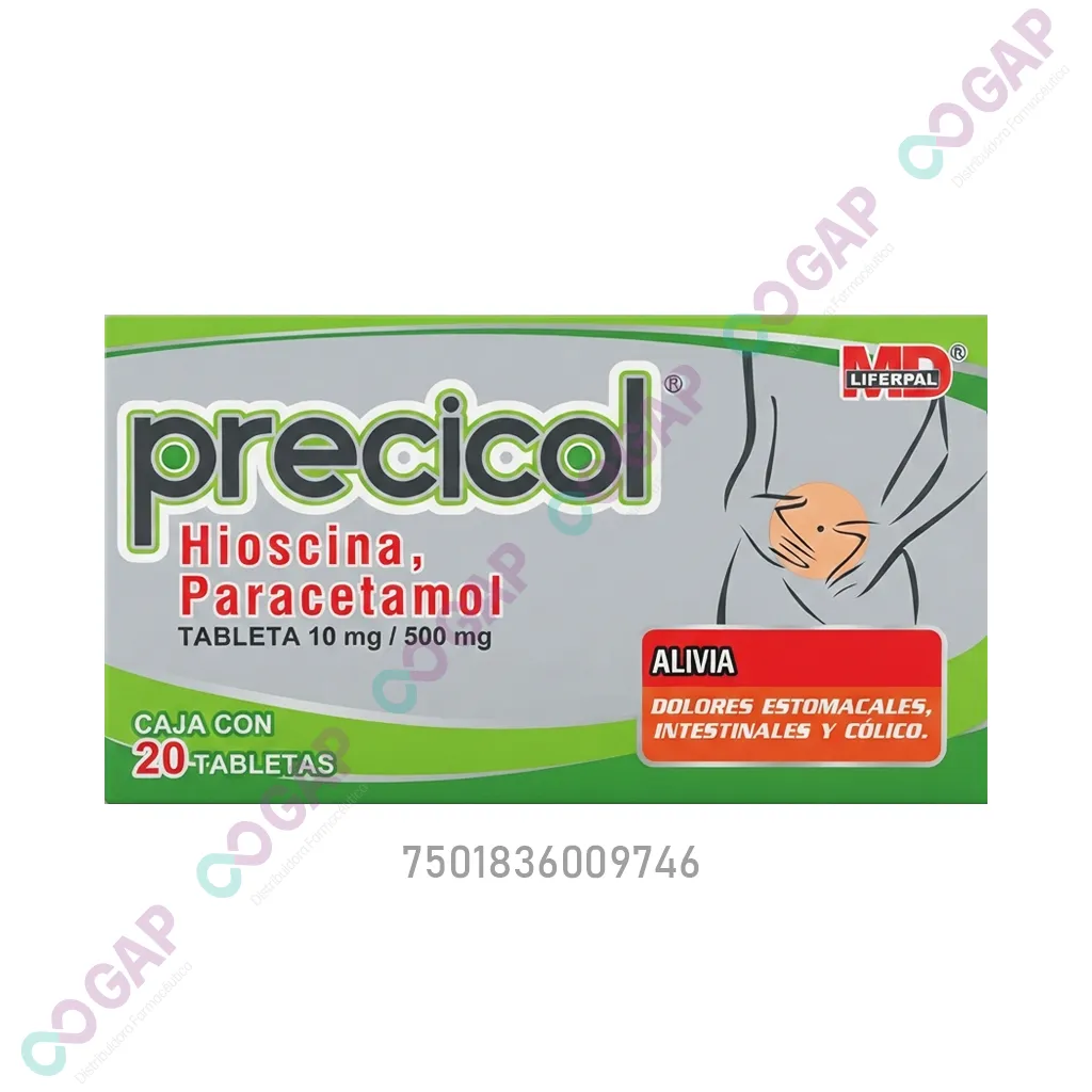 GE HIOSCINA/PARACETAMOL PRECICOL 10/500MG 20 TABLETAS