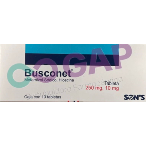 GE BUTILHIOS/METAMIZOL BUSCONET 250/10 MG 10 TABLETAS