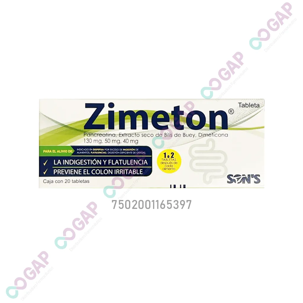 GE PANCRE/BILIS DE BUEY/DIMETI ZIMETON 20 TABLETAS