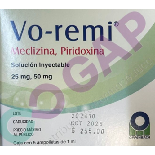 GE MECLIZINA/PIRIDOXINA VO-REMI SOL INY 5 AMP