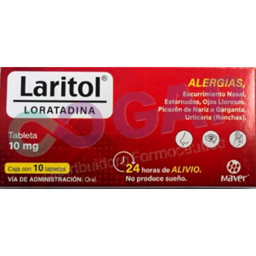 GE LORATADINA LARITOL 10 MG 10 TABLETAS