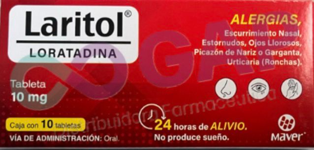 GE LORATADINA LARITOL 10 MG 10 TABLETAS