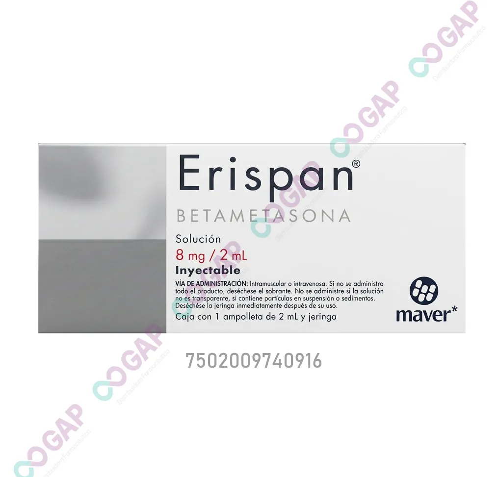 GE BETAMETASONA INYECTABLE 8 MG /2 MG 1 AMPOLLETA ERISPAN