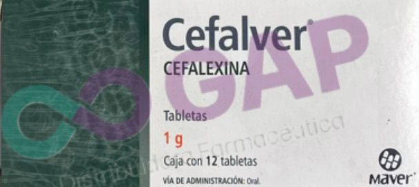 GE CEFALEXINA CEFALVER 1 G 12 TABLETAS
