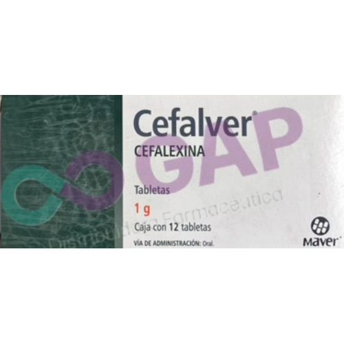 GE CEFALEXINA CEFALVER 1 G 12 TABLETAS