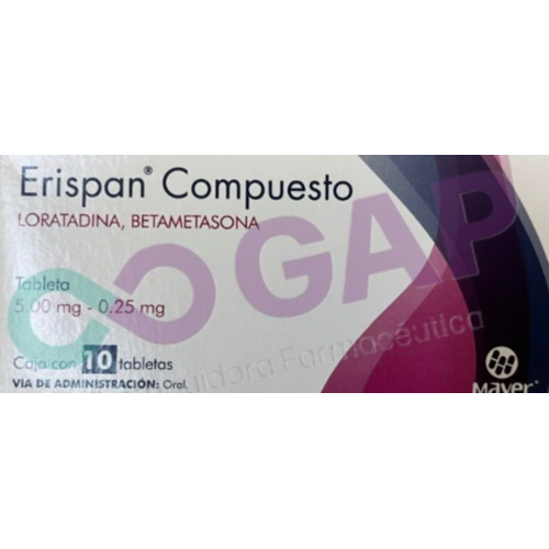 GE LORATADINA/BETAMETASONA ERISPAN COMP 10 TABLETAS
