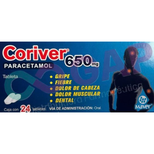 GE PARACETAMOL 650 MG C/24 TABS CORIVER