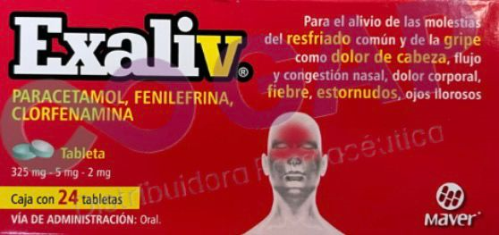 GE PARA/CLORF/FENILE EXALIV C/24 TABLETAS