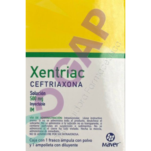 GE CEFTRIAXONA XENTRIAC 500 MG IM SOL INY 2 ML