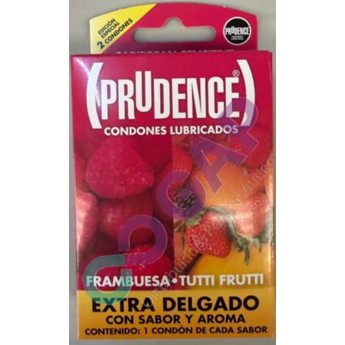 PRUDENCE FRAMBUESA/TUTIFRUTI C/2 CONDONES