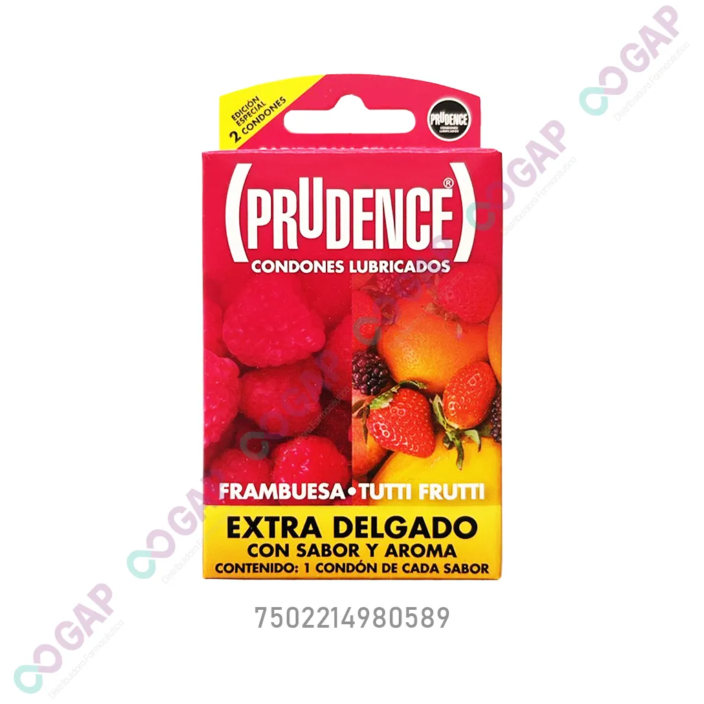 PRUDENCE FRAMBUESA/TUTIFRUTI C/2 CONDONES