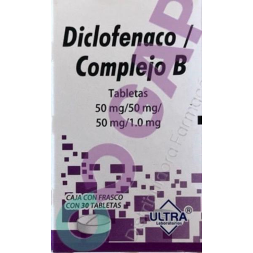 GE DICLOFENACO/COMPLEJO B ULTRA 50/50/50/1 MG 30 TABLETAS