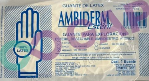 GUANTE DE LATEX AMBIDERM ESTERIL MEDIANO 1 PZA