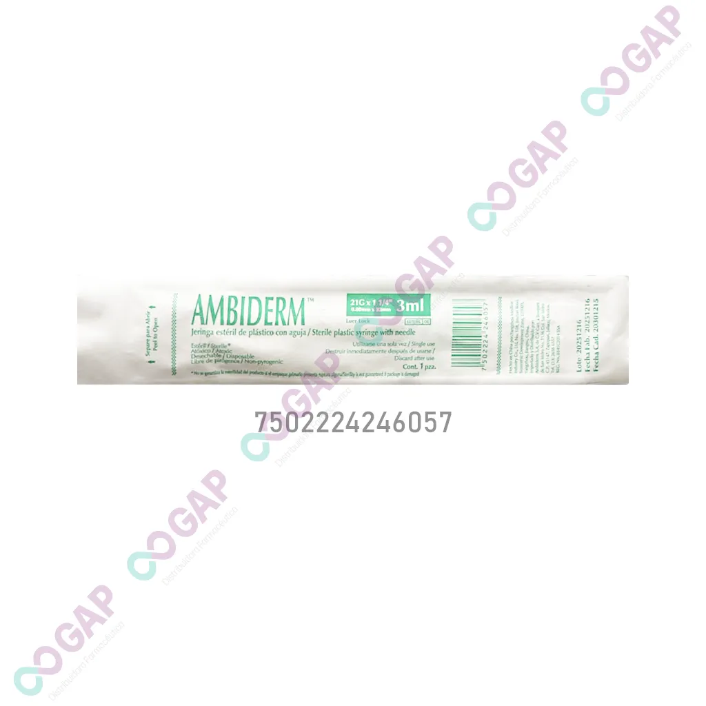 JERINGA 3 ML AMBIDERM 21GX32MM 1 PZA VERDE