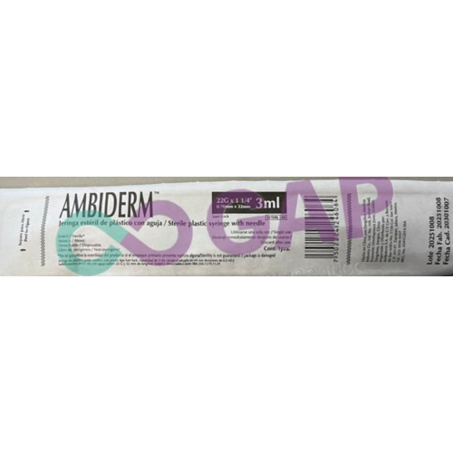 JERINGA 3 ML AMBIDERM C/AGUJA 22GX32MM 1 PZA NEGRA