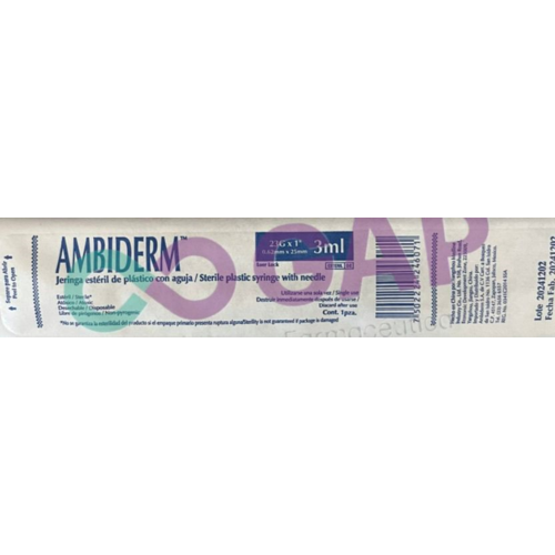 JERINGA 3 ML AZUL PED AMBIDERM 23GX25MM 1 PZA