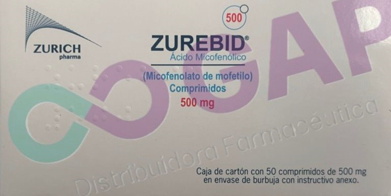 GE ACIDO MICOFENOLICO ZUREBID 500 MG 50 COMPRIMIDOS
