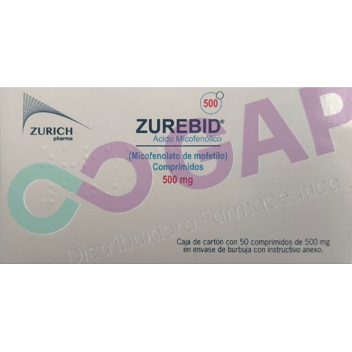 GE ACIDO MICOFENOLICO ZUREBID 500 MG 50 COMPRIMIDOS