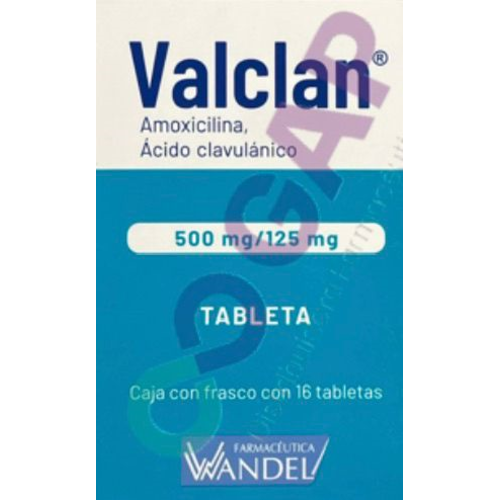 GE AMOXICILINA/AC CLAVU VALCLAN 500/125 MG 16 TABLETAS
