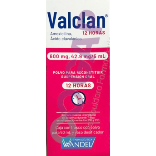 GE AMOXICILINA/AC CLAVULANICO VALCLAN 600/42.9ML/5ML SUSP FCO 50 ML