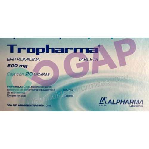 GE ERITROMICINA TROPHARMA 500 MG 20 TABLETAS
